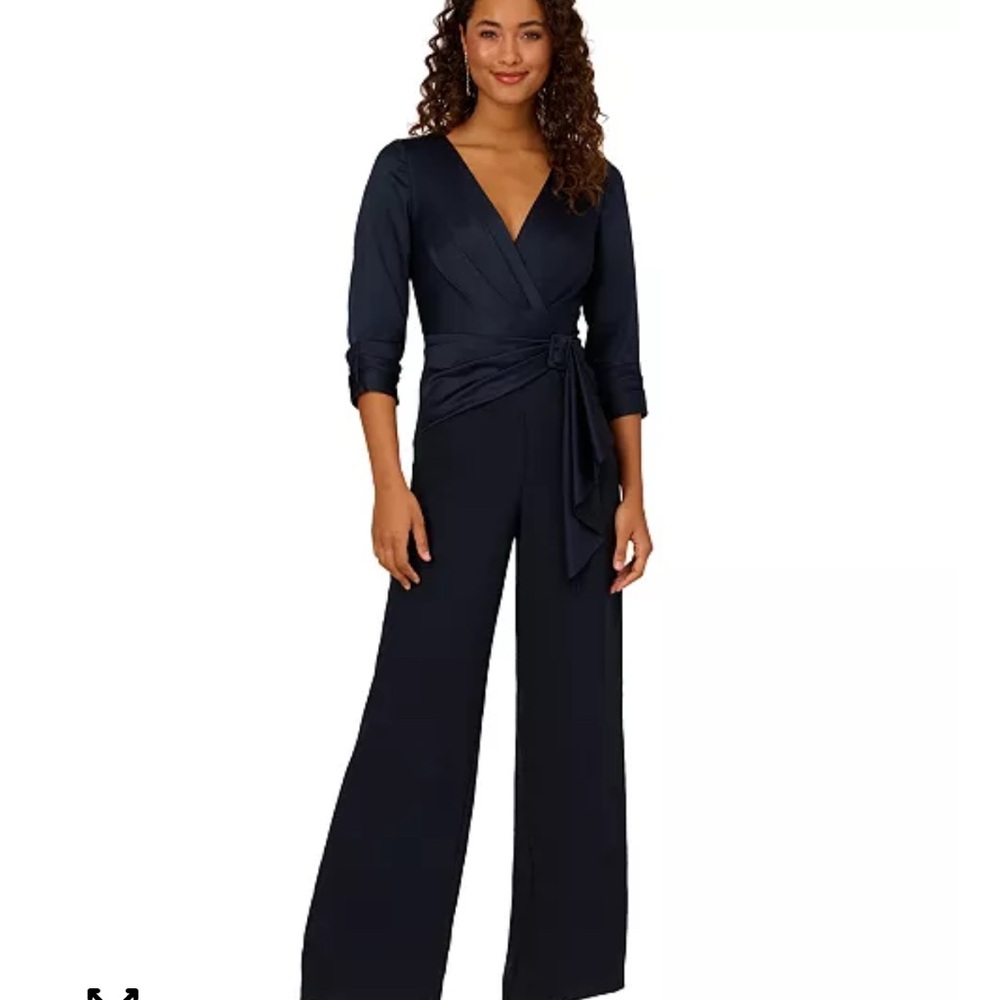 Adrianna Papell - Women's Faux-Wrap Wide-Leg Jumpsuit